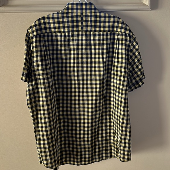 Theory men’s yellow & black gingham short sleeve button shirt. style kennard XL - Picture 5 of 8